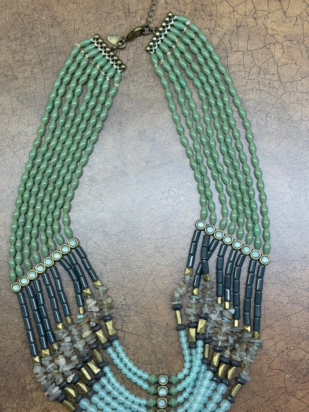 Lia Sophia Multi-Strand Green Beaded Statement Necklace - Brand